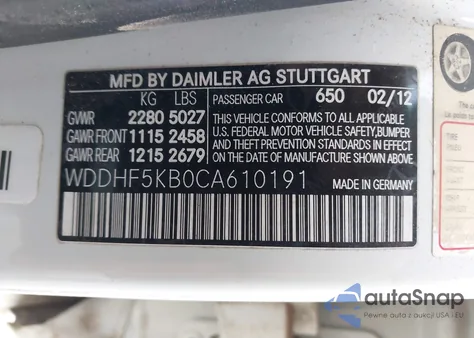 2012 Mercedes-Benz E 350 z USA, uszkodzony, nr VIN WDDHF5KB0CA610191